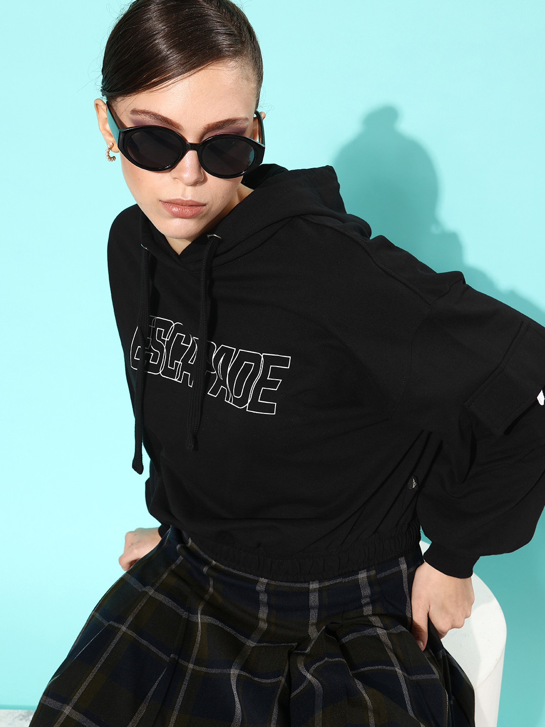 Roadster Women Classic Black Typography Utility Sweatshirt