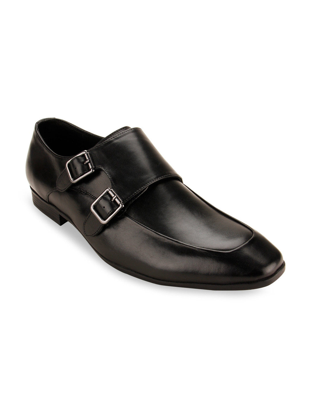 Regal Imperio Black Men Double Monk Strap Leather Shoes