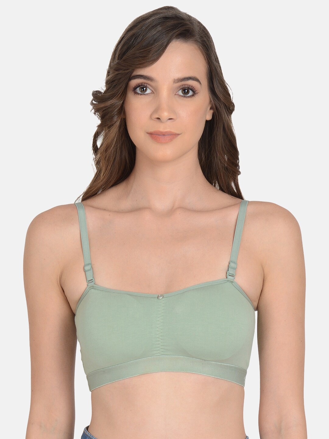 mod & shy Green Solid Detachable Strapped Slip On Bra