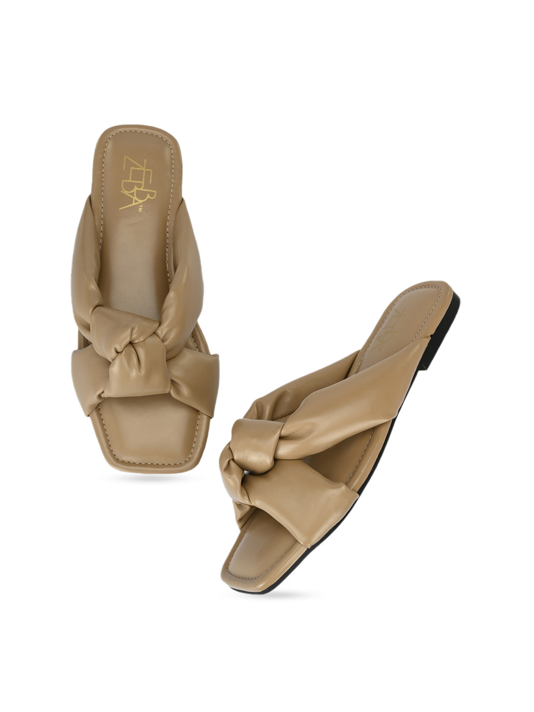 Zebba Women Taupe Open Toe Flats