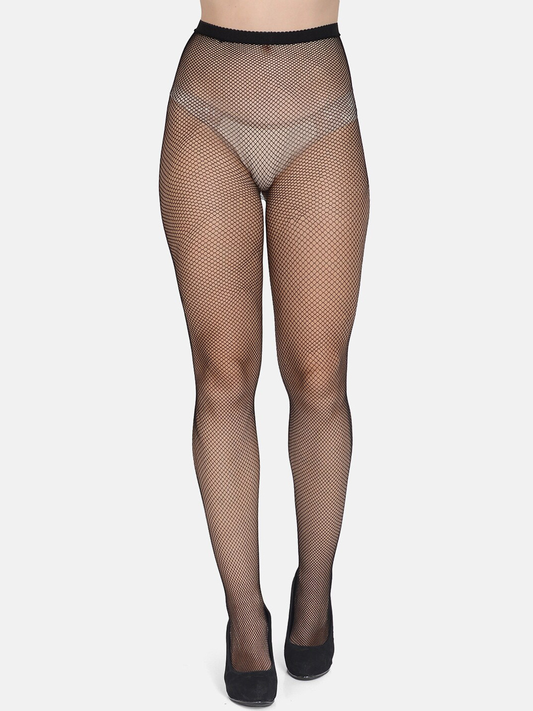 mod & shy Women Black Fishnet Design Pantyhose Stockings