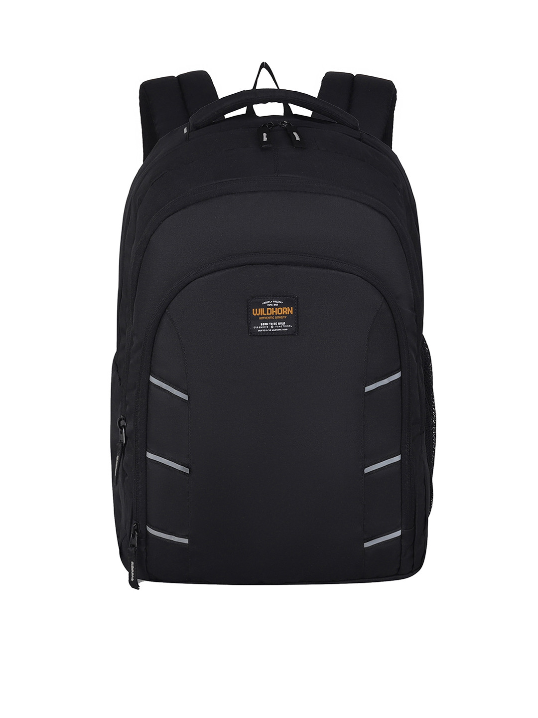 WildHorn Unisex Black Backpack with Compression Straps