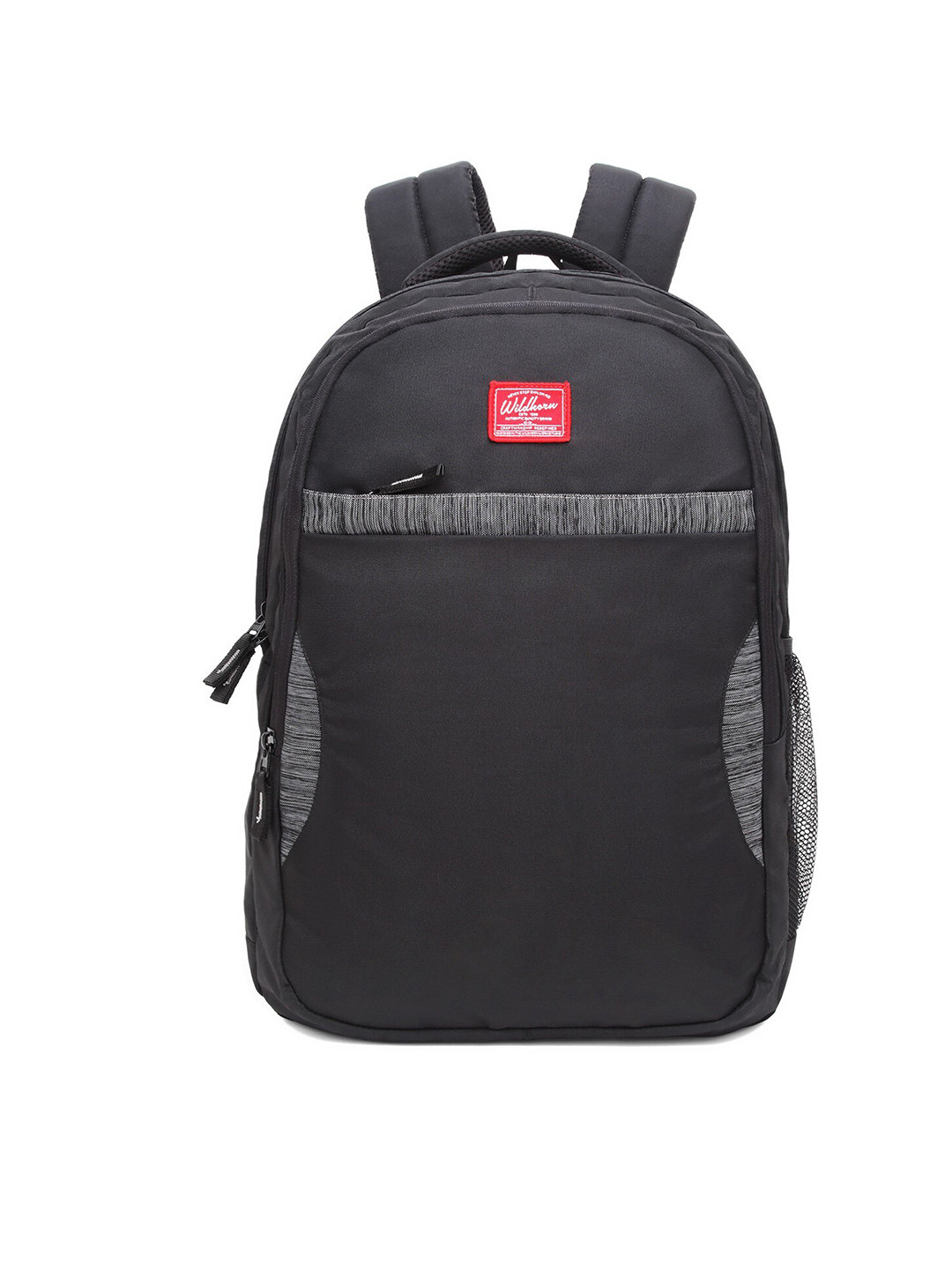 WildHorn Unisex Black Backpack with Compression Straps
