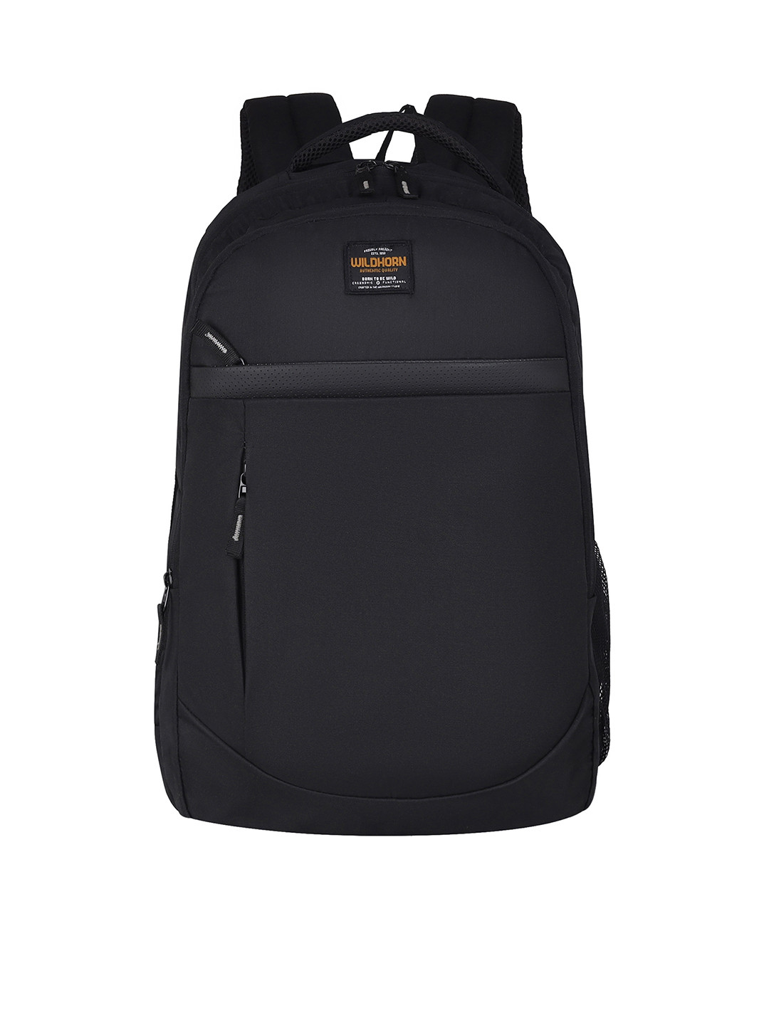 WildHorn Unisex Black Backpack with Compression Straps