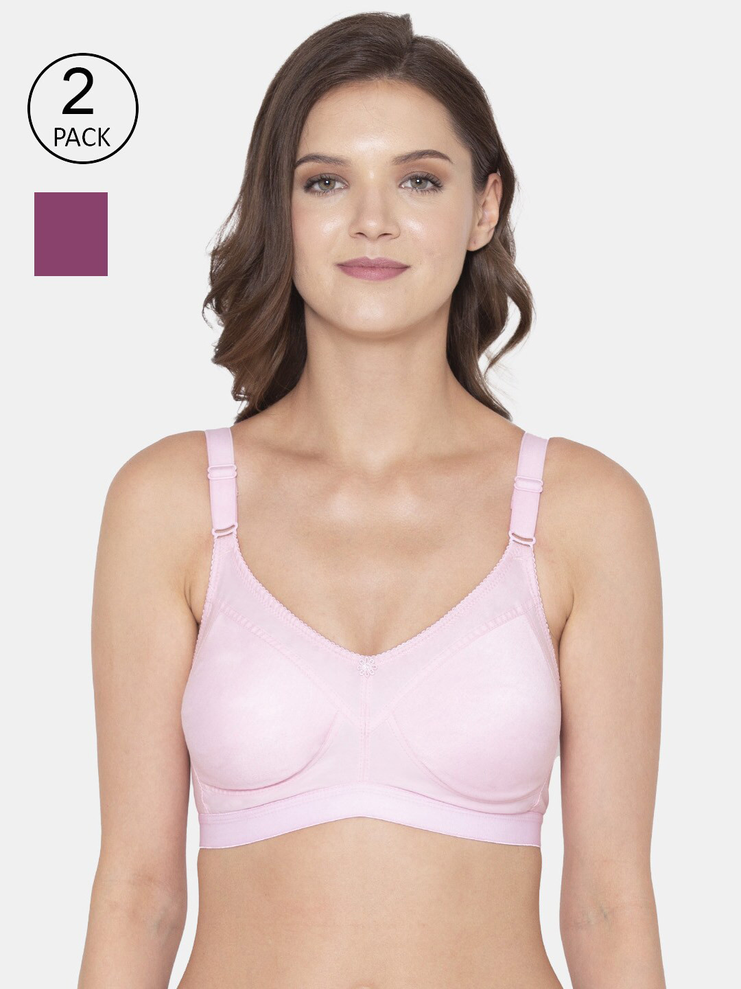 Souminie Pink & Magenta Non-Wired & Non-Padded Minimzer Bra Pack of 2