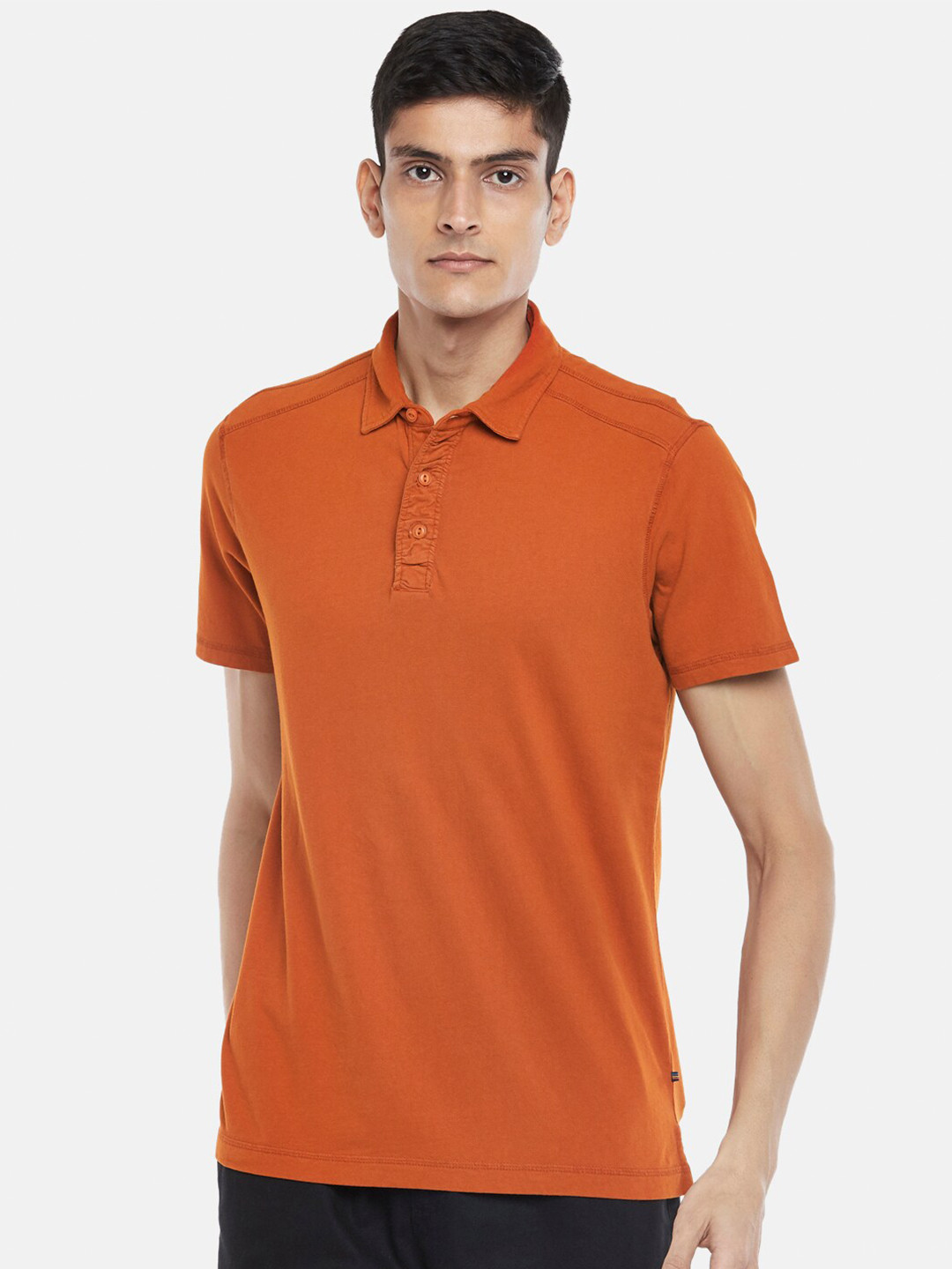 Urban Ranger by pantaloons Men Rust Polo Collar Slim Fit T-shirt