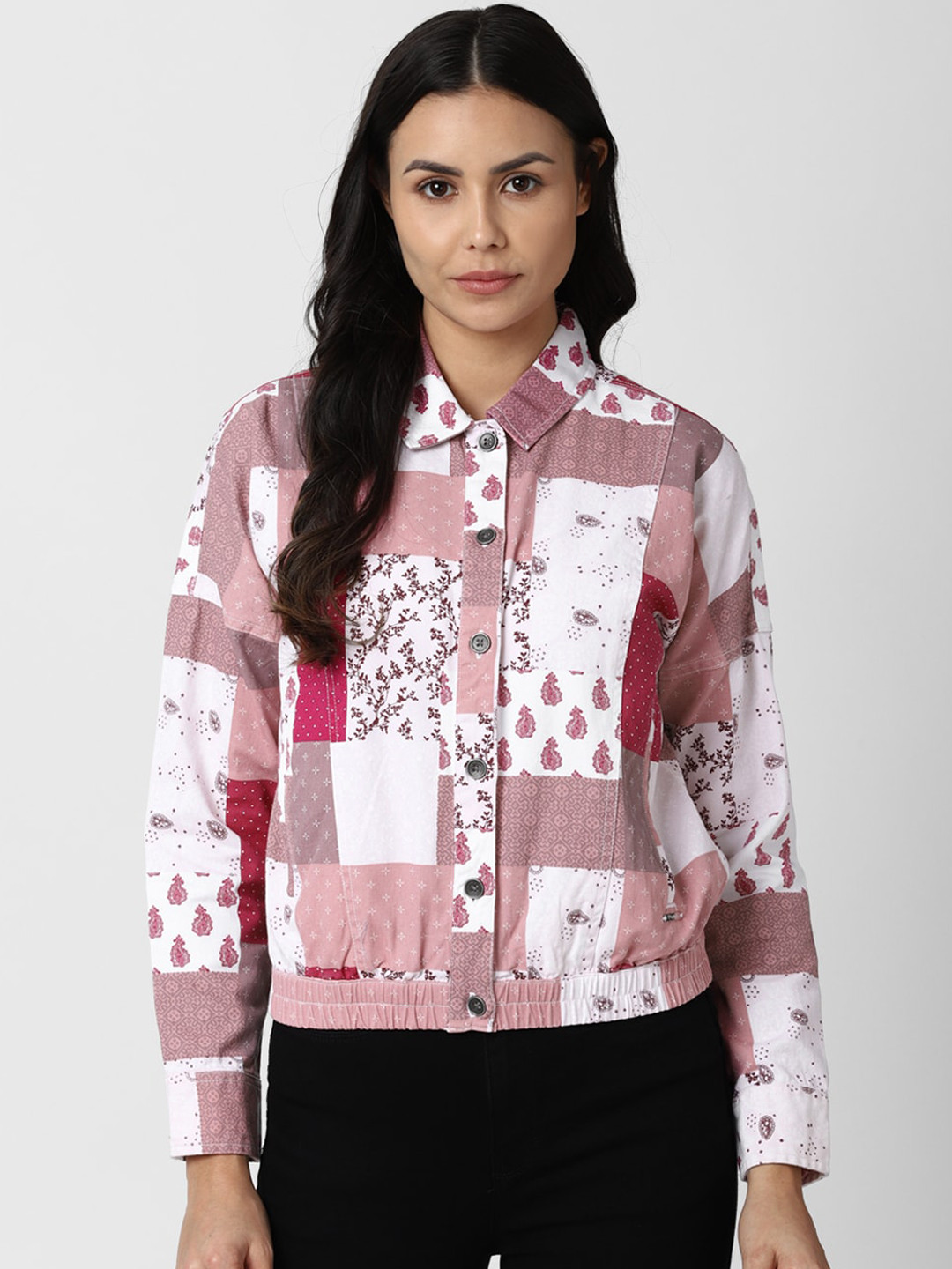 Van Heusen Woman Women Pink Checked Sporty Jacket with Patchwork