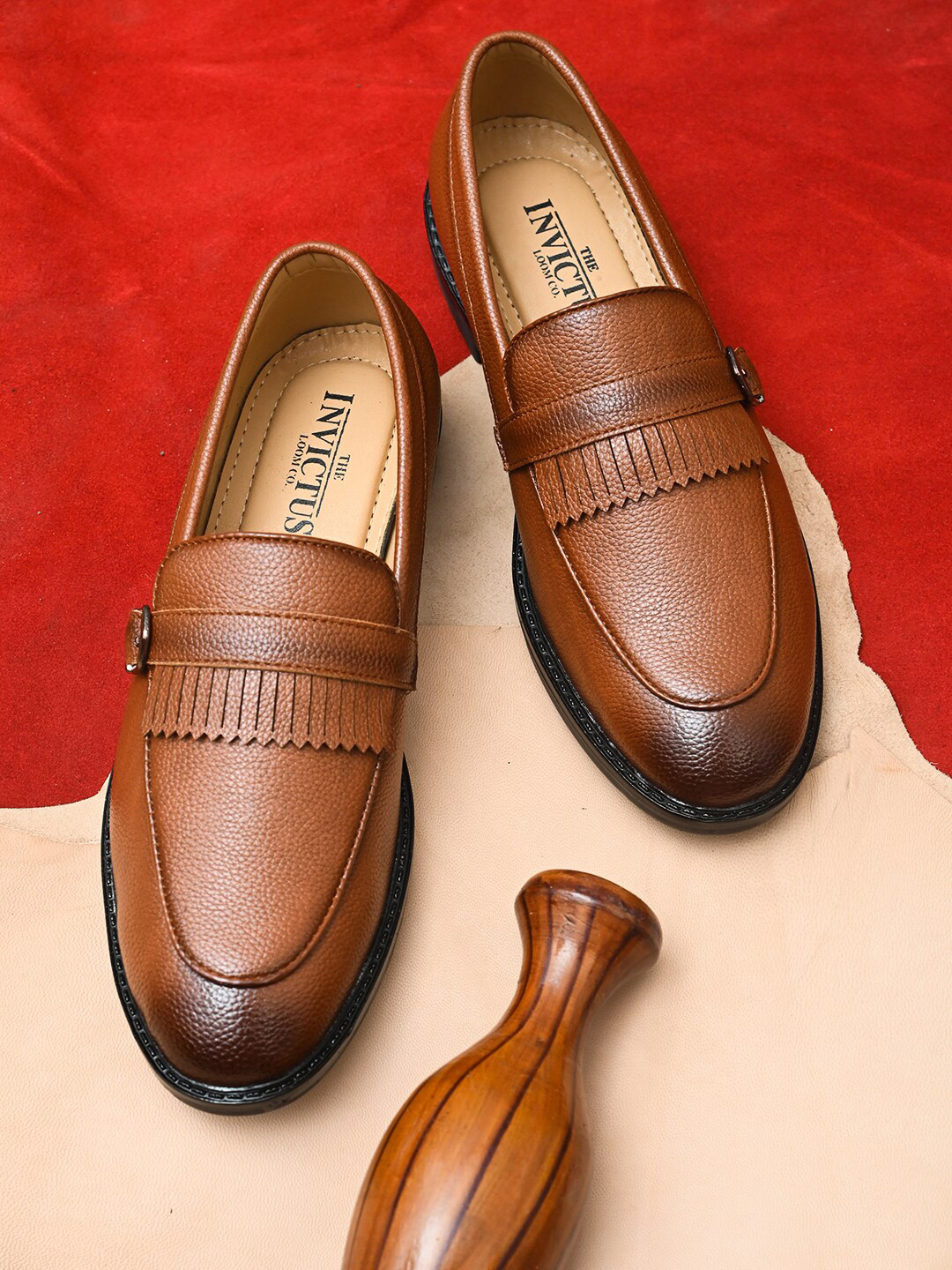 INVICTUS Men Tan-Brown Solid Formal Moccasin