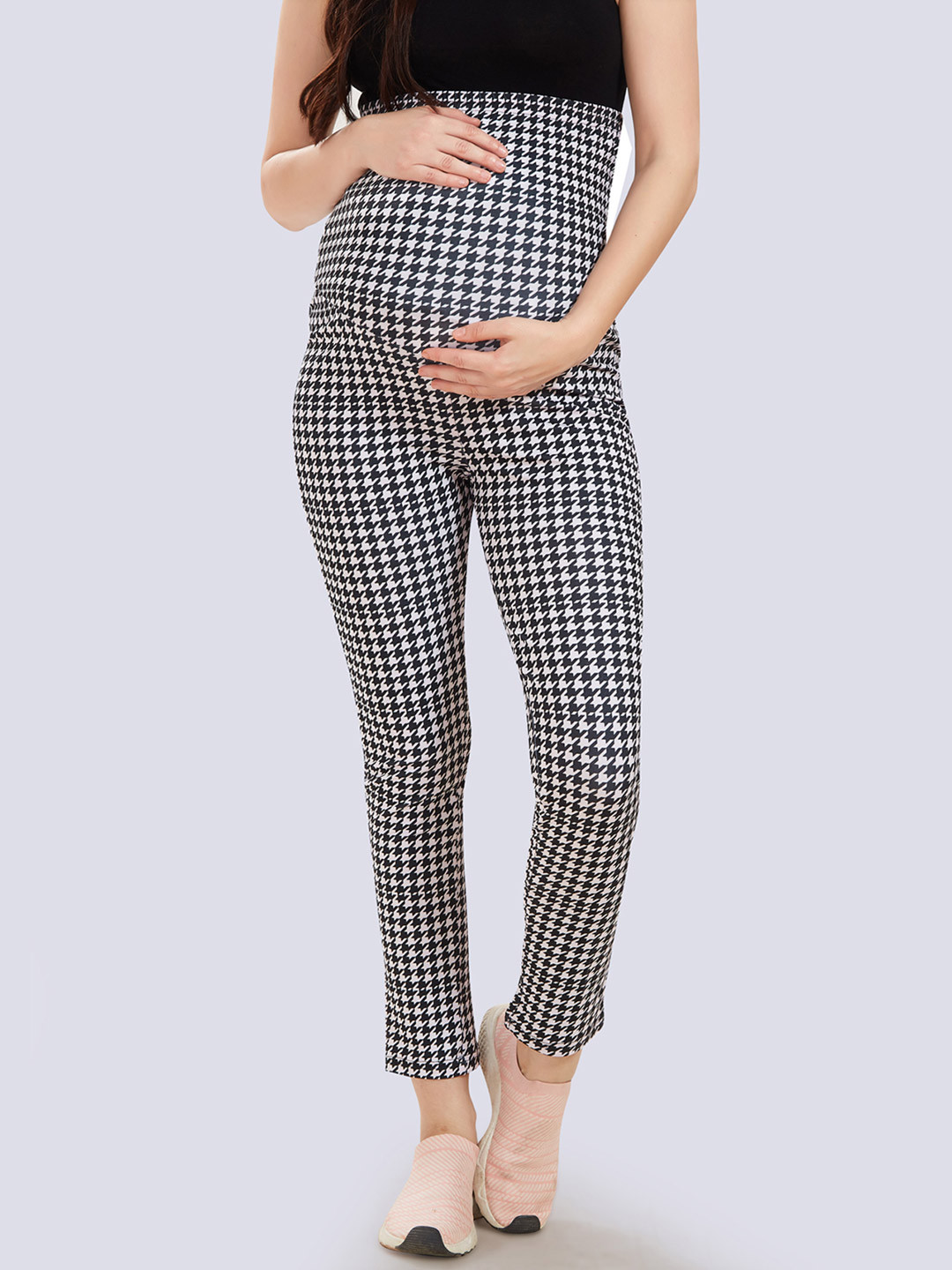 Mom For Sure by Ketki Dalal Women White Printed High-Rise Maternity Activewear Leggings