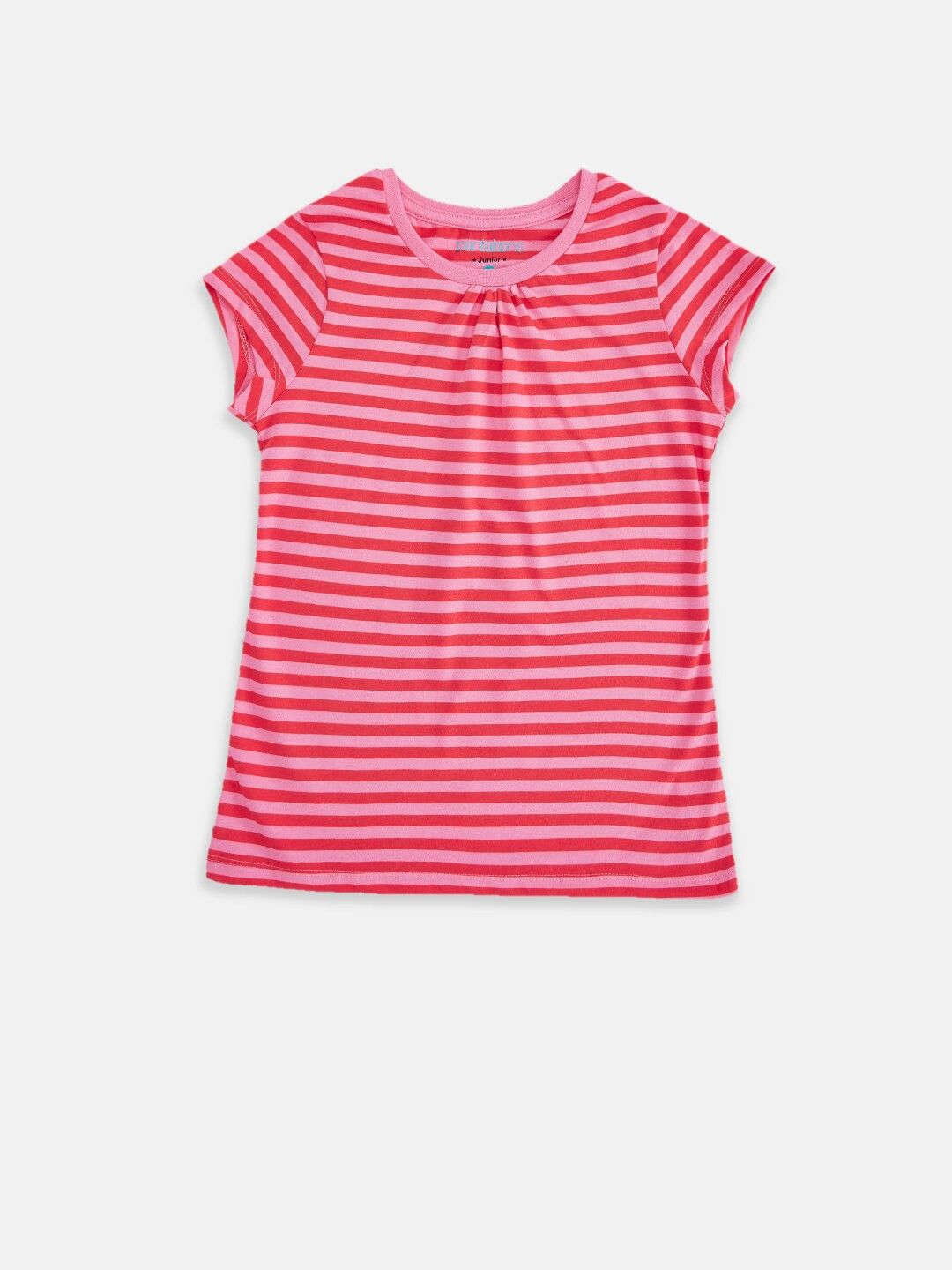 Pantaloons Junior Girls Red Striped T-shirt