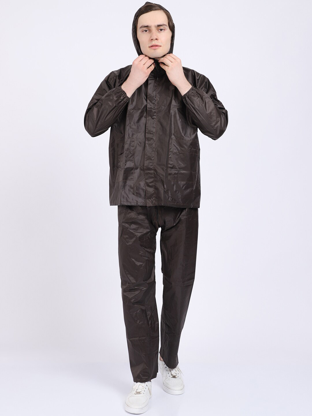 ELLIS Men Brown Solid Hooded Rain Suit