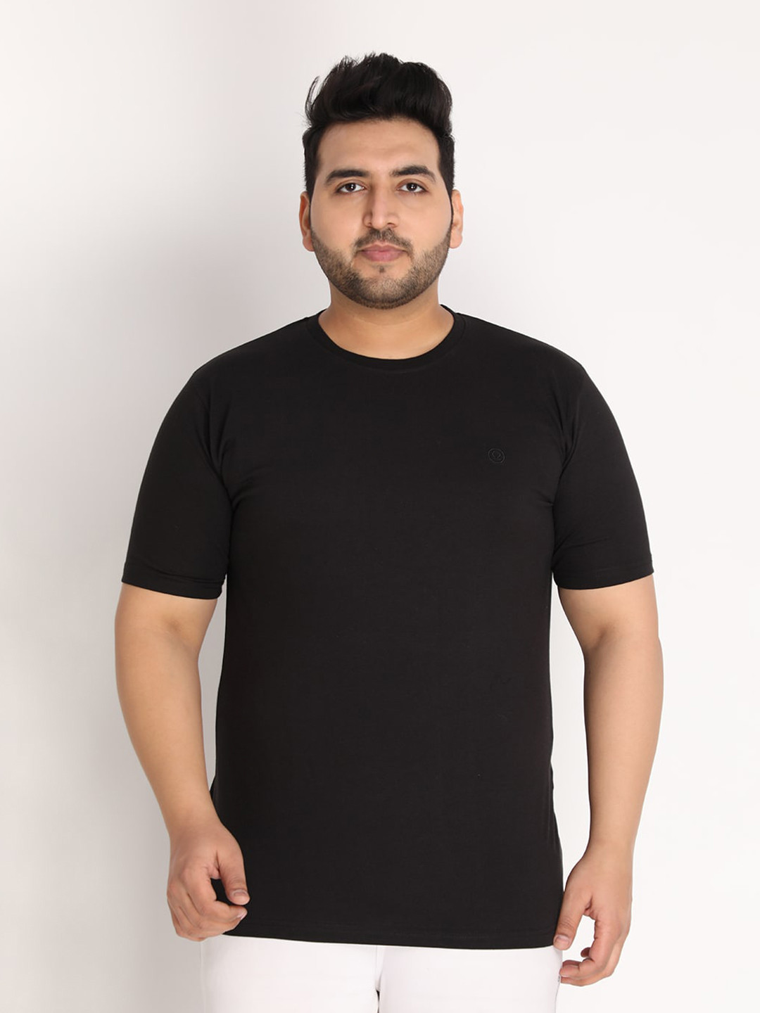 CHKOKKO Plus Men Black Outdoor Cotton T-shirt