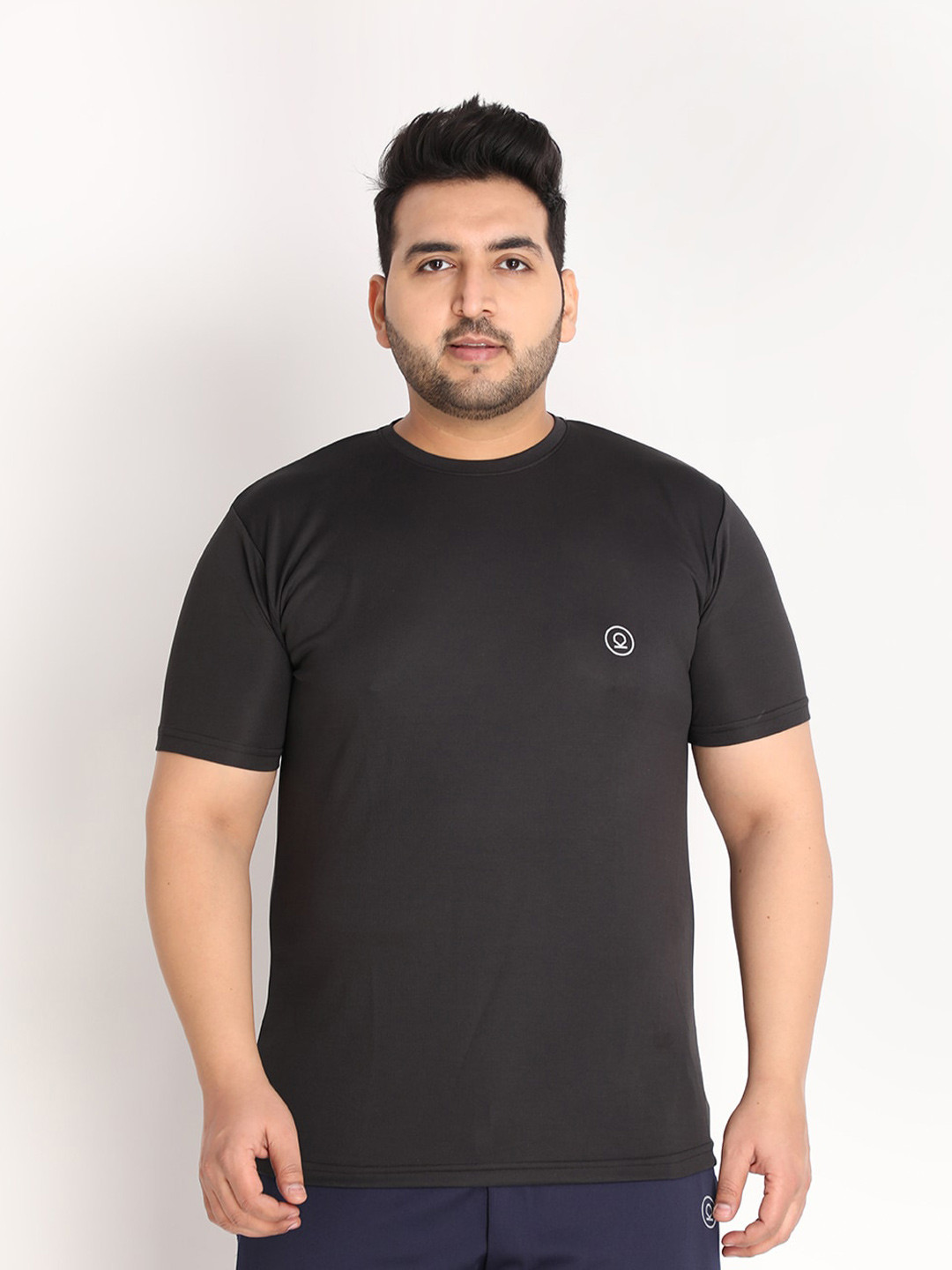 CHKOKKO Plus Men Black Training or Gym T-shirt