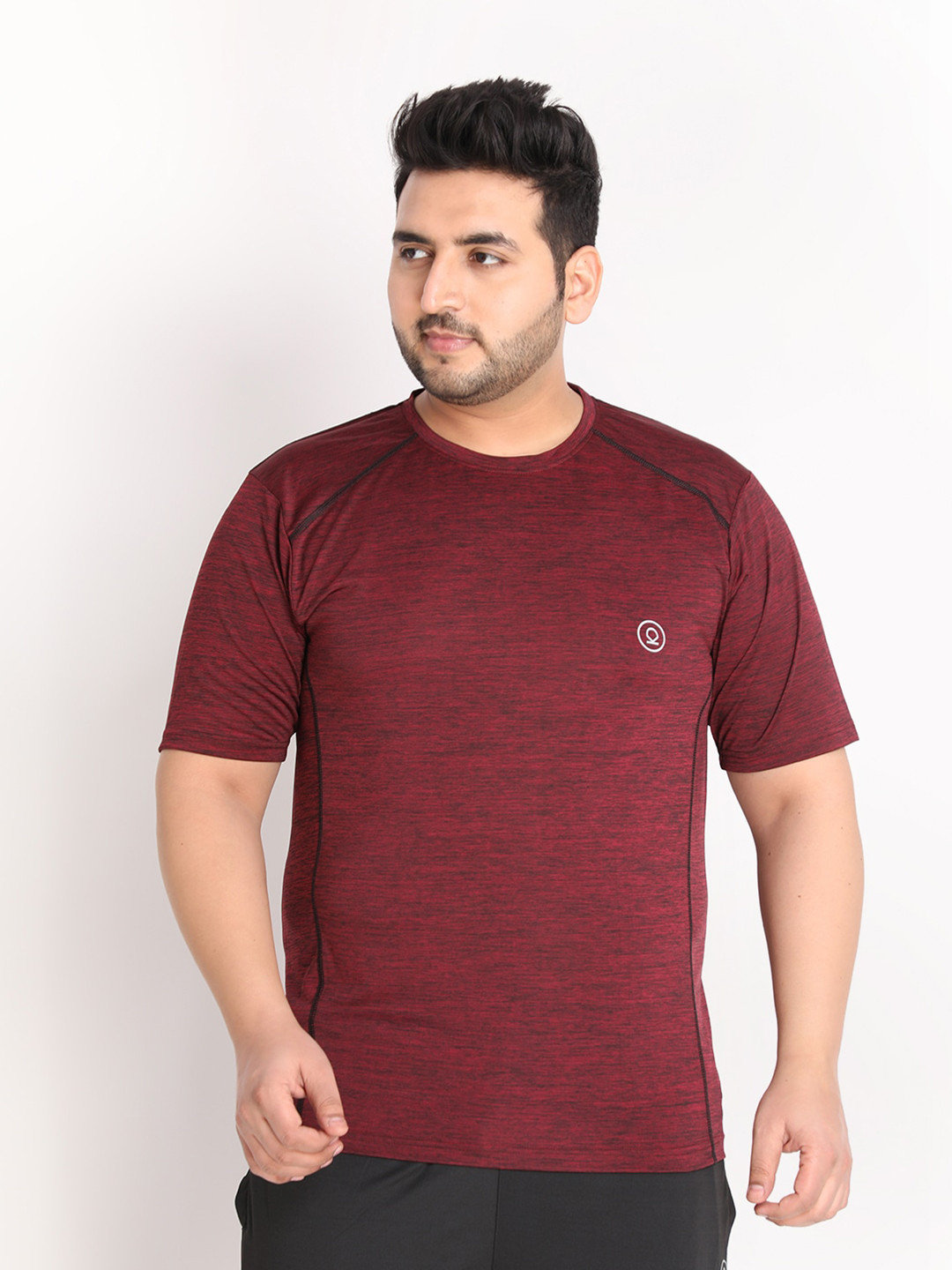 CHKOKKO Plus Men Maroon Dri-FIT Training or Gym T-shirt