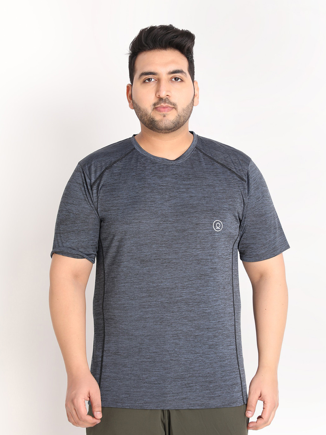 CHKOKKO Plus Men Grey Dri-FIT Training or Gym T-shirt