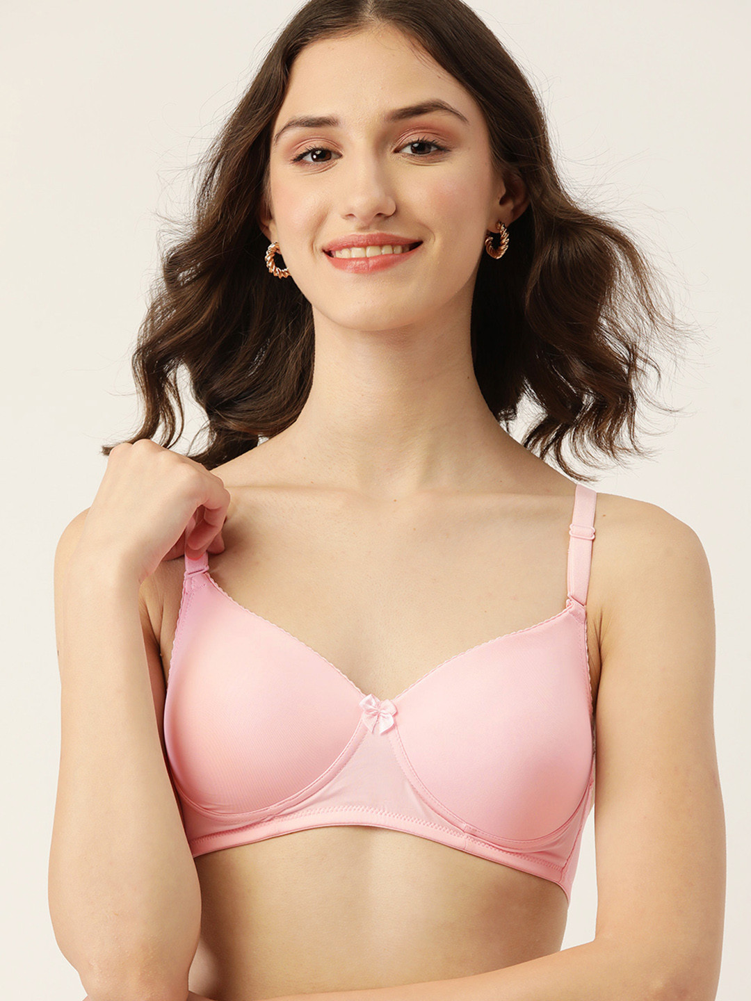 DressBerry Pink Solid Bra Lightly Padded Multiway Straps