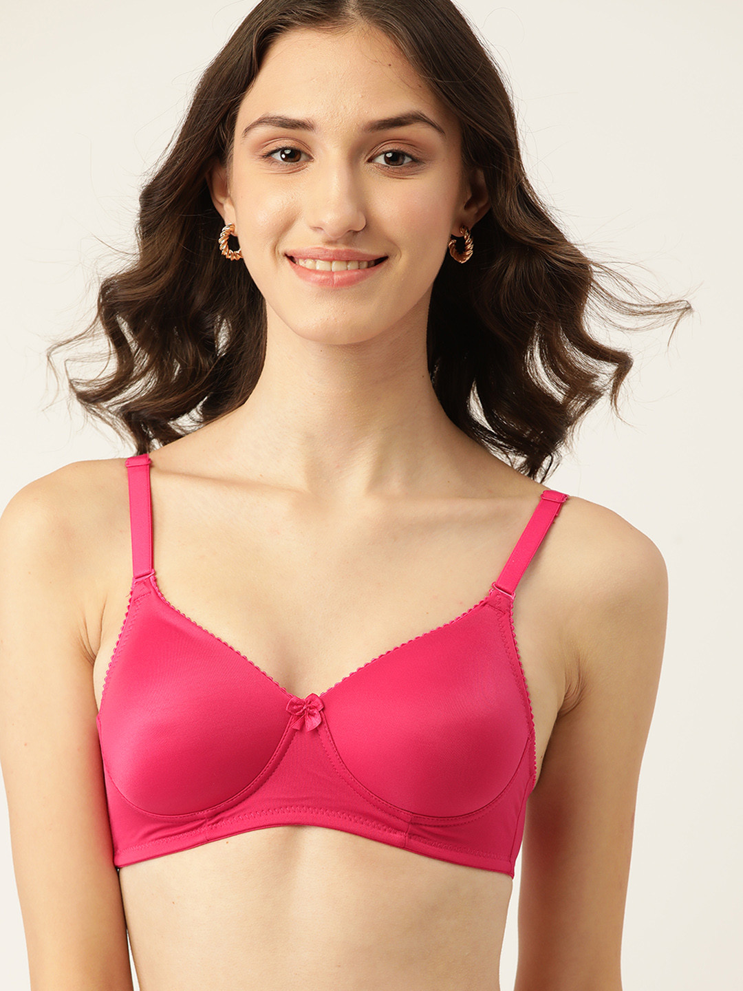 DressBerry Fuchsia Pink Solid Lightly Padded T-Shirt Bra