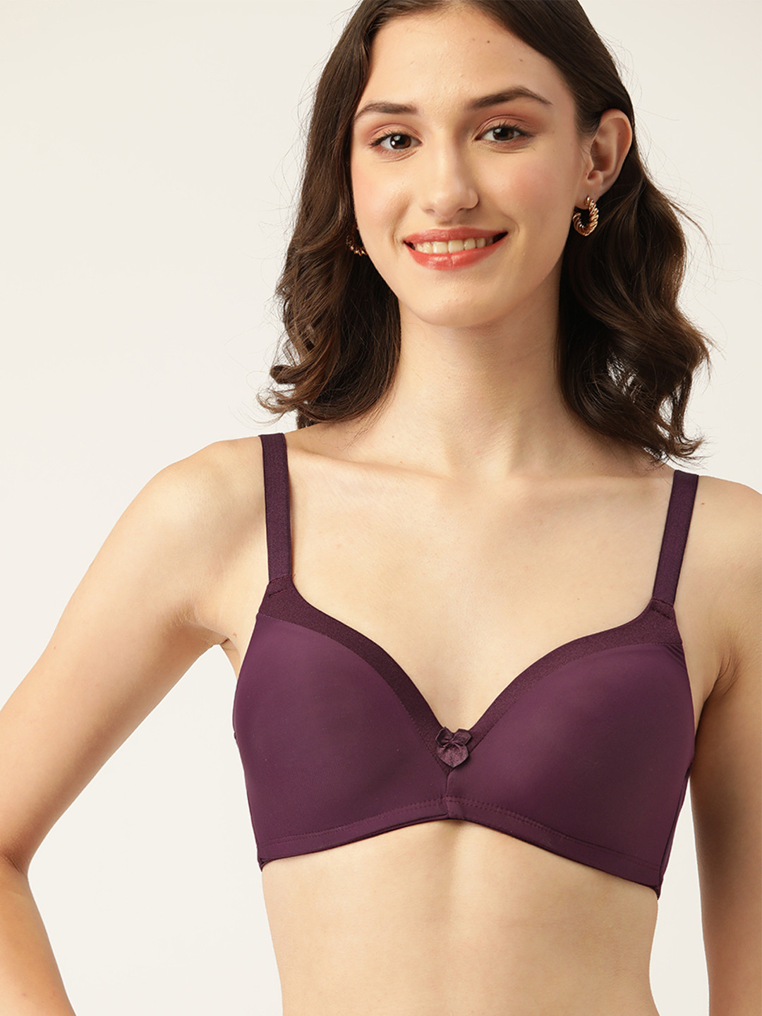 DressBerry Burgundy Lightly Padded T-shirt Bra