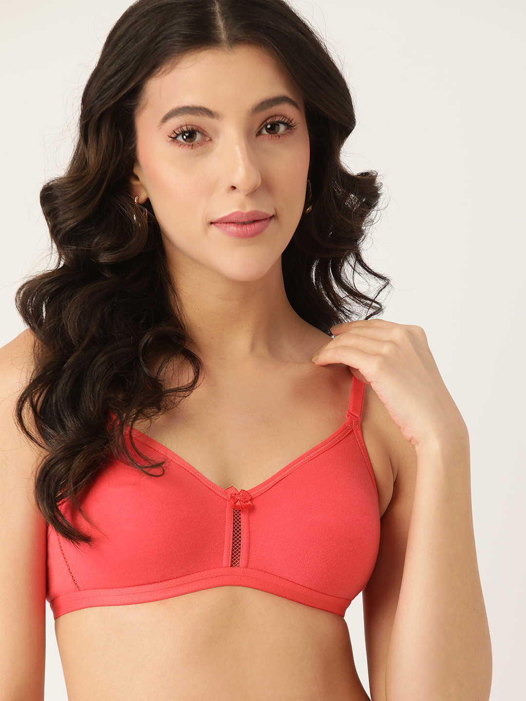 DressBerry Coral Red Solid T-Shirt Bra