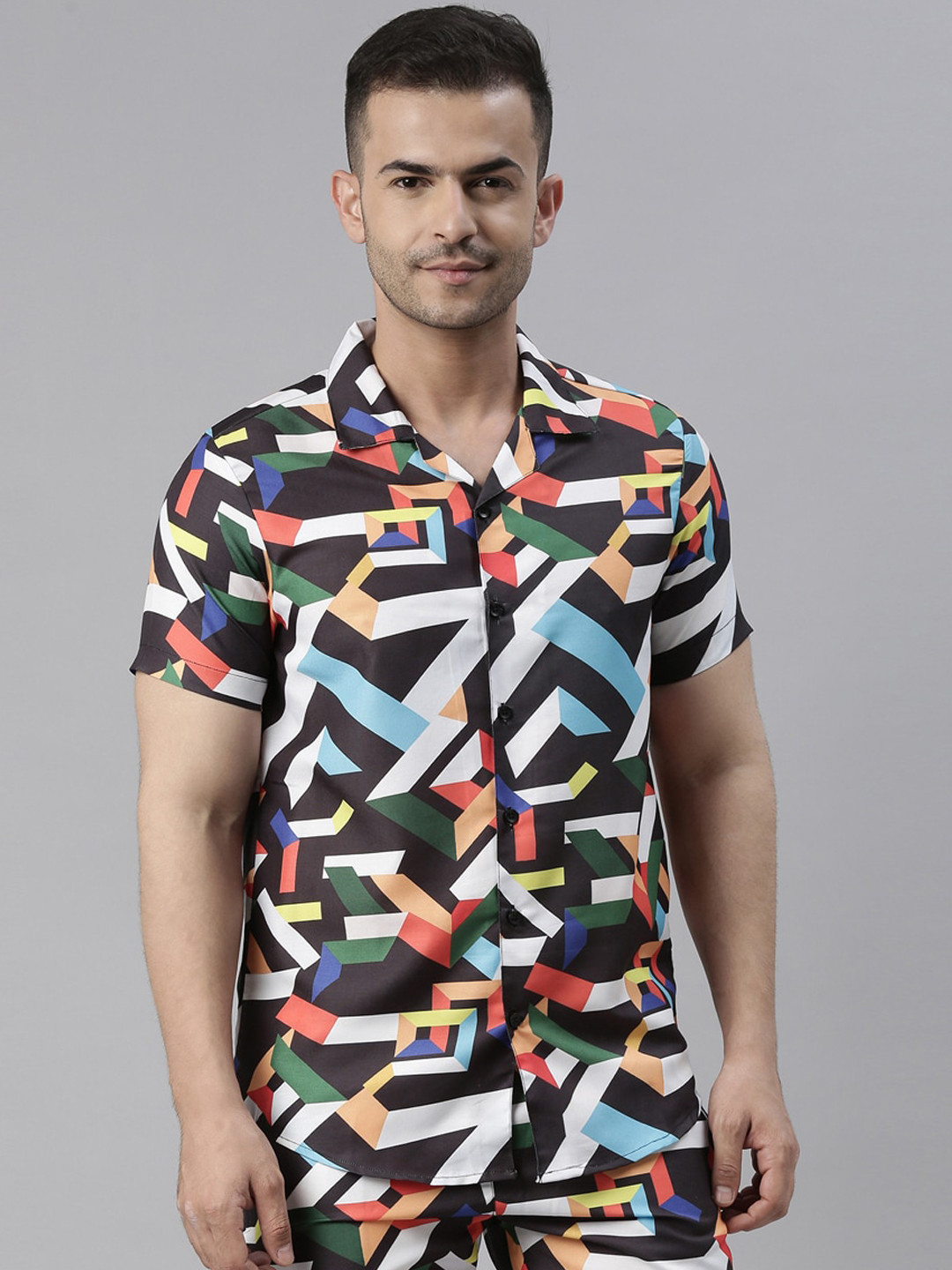 Bushirt Men Black & Red Printed Night suit