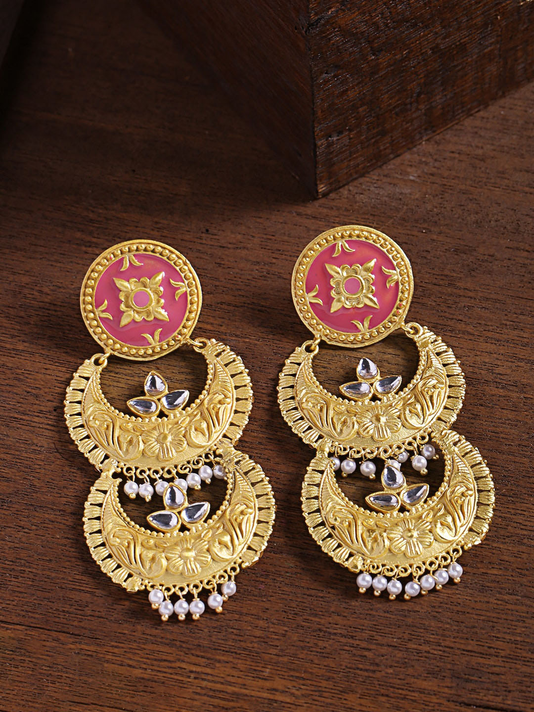 Shoshaa Red Circular Drop Earrings