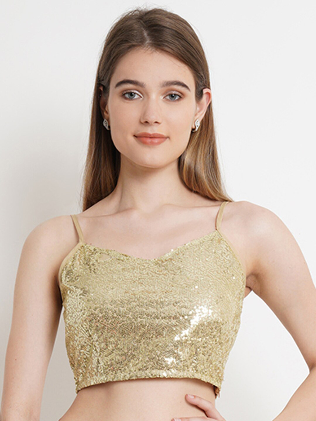 Purple State Gold-Toned Embellished Crop Top