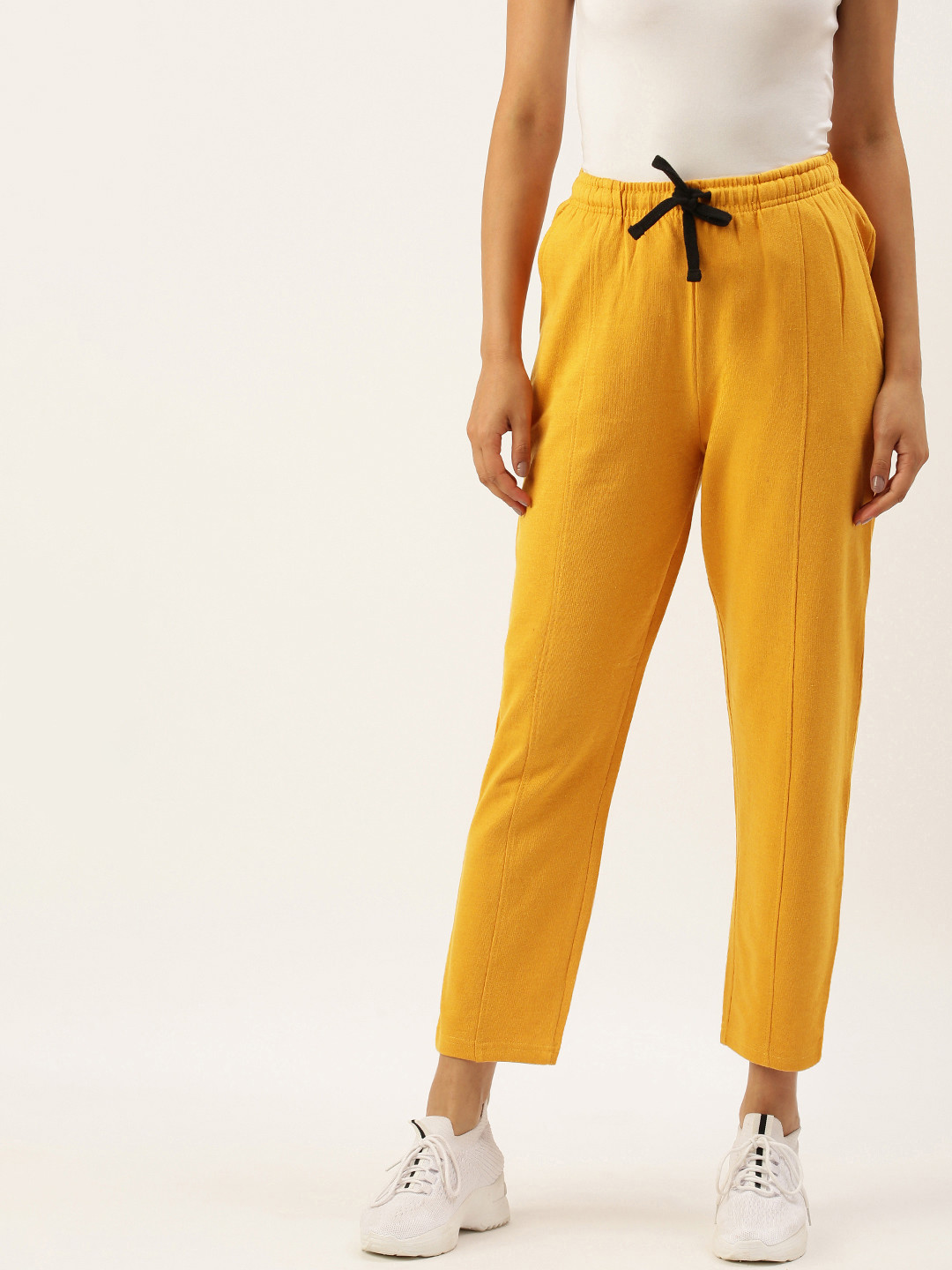 ARISE Women Mustard Yellow Solid Track Pant