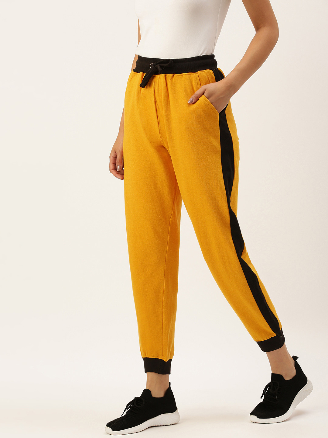 ARISE Women Mustard Yellow Side Stripe Detail Track Pant