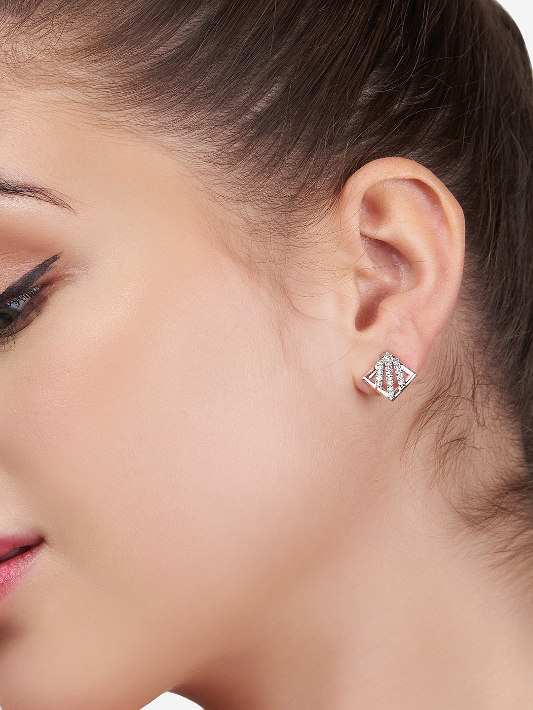 AMI Rose Gold Square Studs Earrings