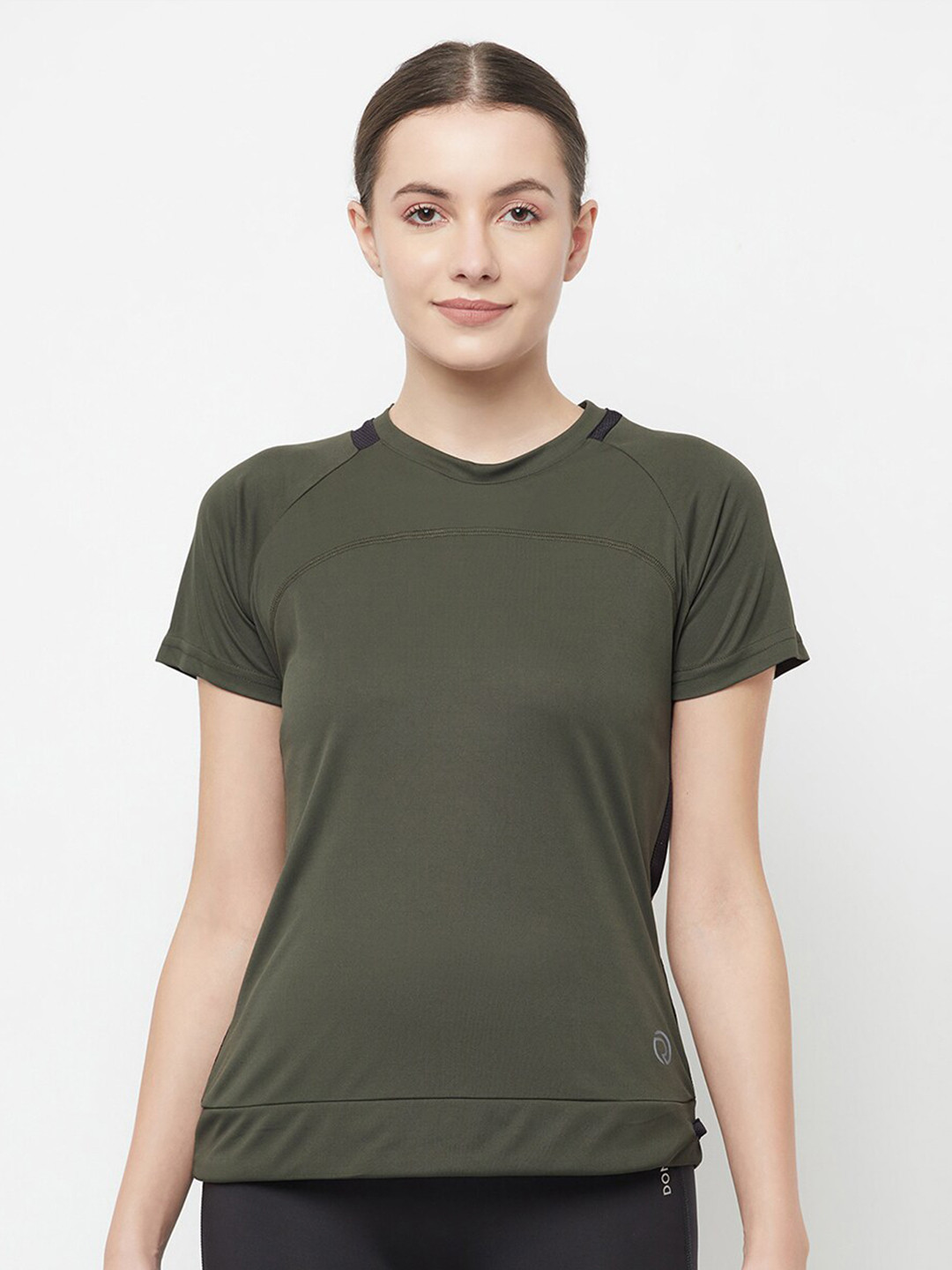 Truerevo Women Olive Green Running T-shirt