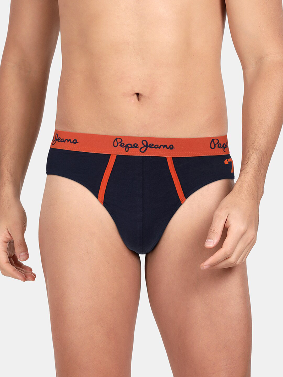 Pepe Jeans Men Black & Orange Solid Hipster Briefs