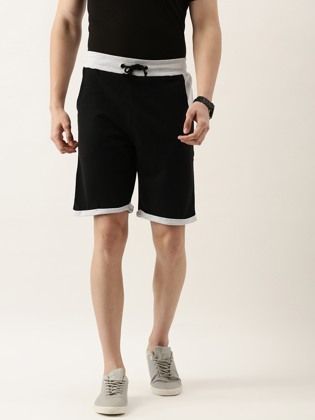 ARISE Men Black Solid Shorts