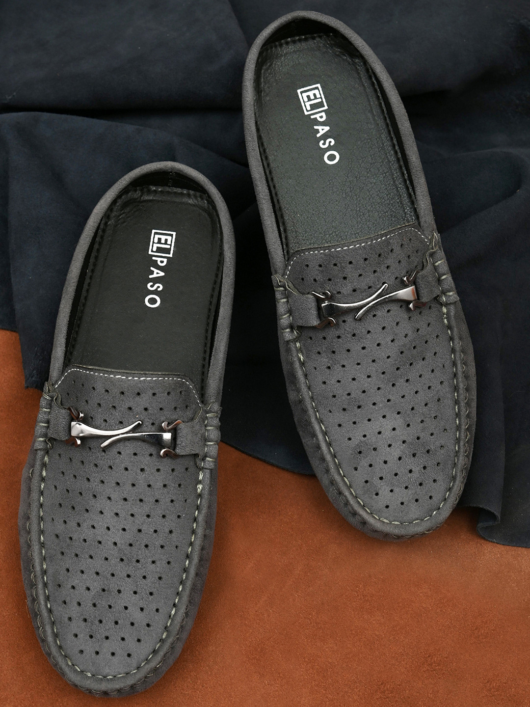El Paso Men Grey Perforations Loafers