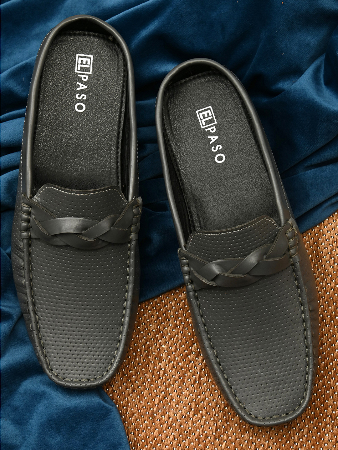 El Paso Men Grey Textured Loafers