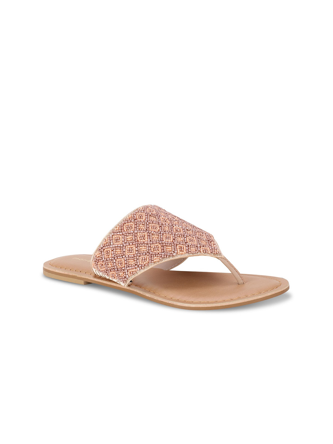 Marie Claire Women Rose Gold Embellished Open Toe Flats