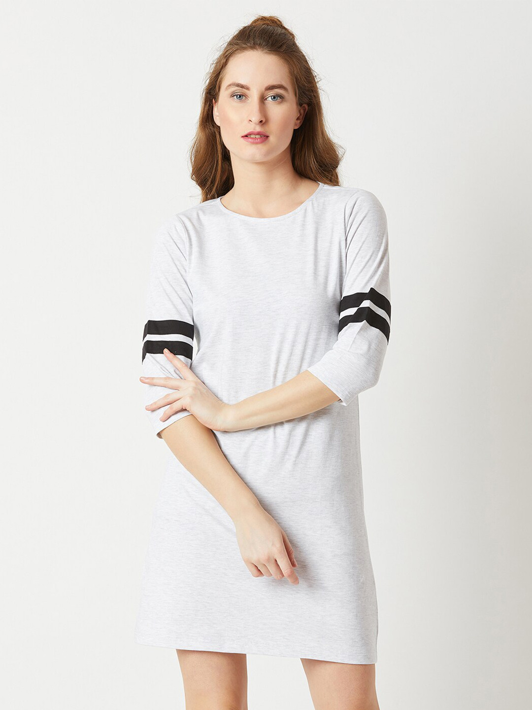 Miss Chase Grey Solid Mini T-shirt Dress