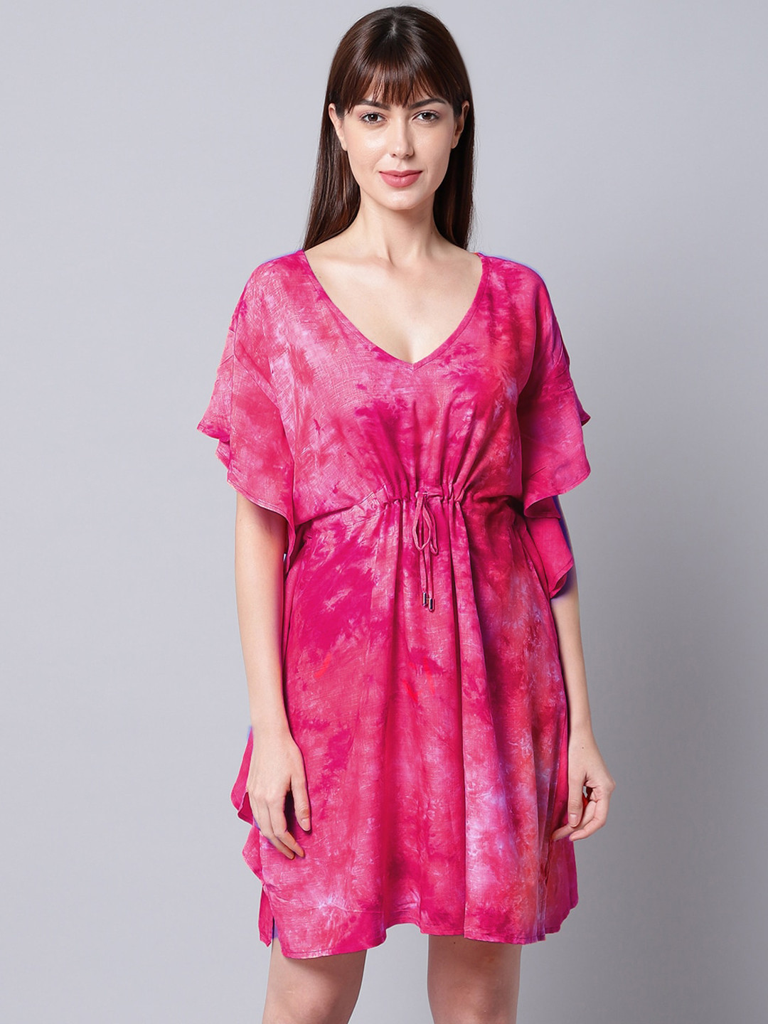 Aoba Women Pink Tie & Dye Printed Swimwear