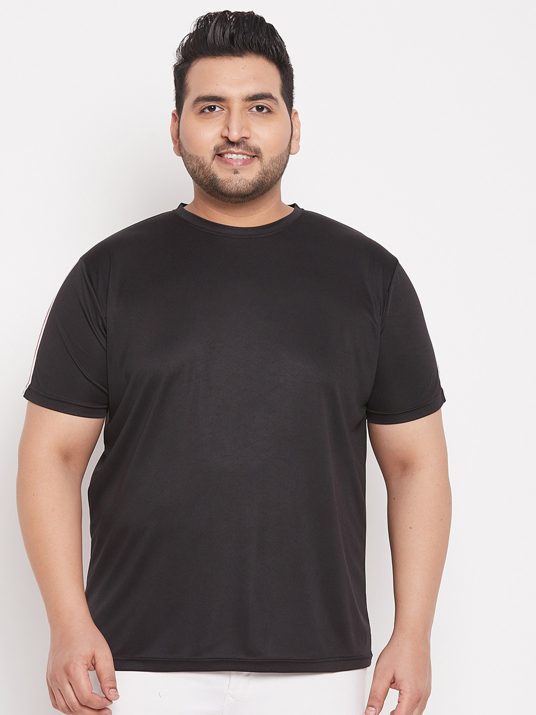 bigbanana Men Plus Size Black Round Neck Tshirt