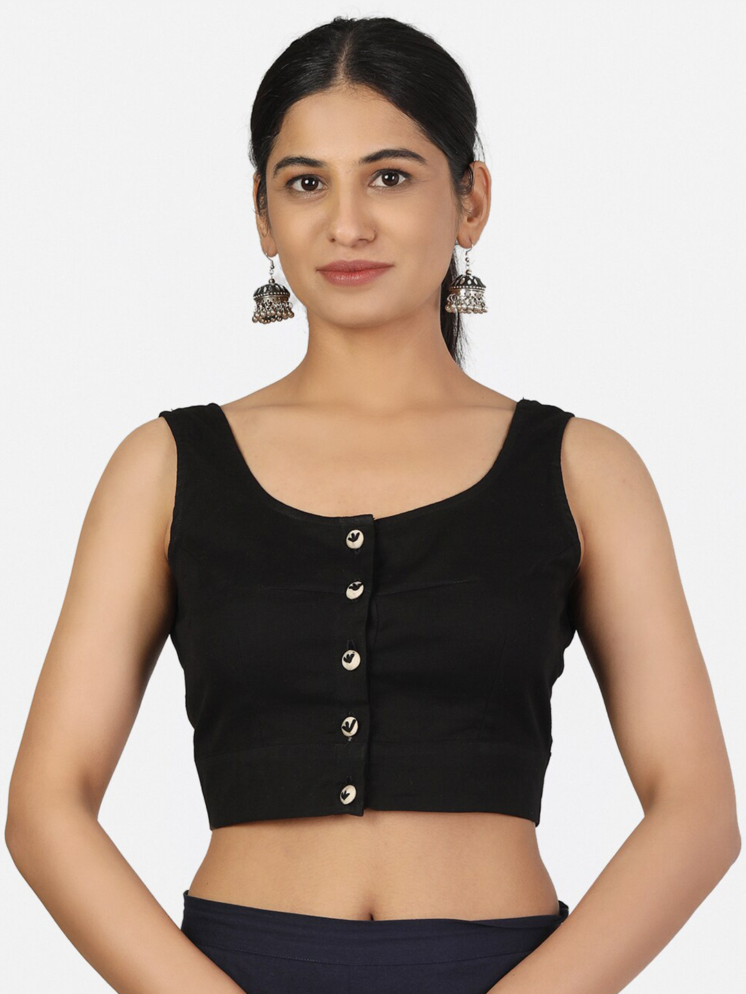 Llajja Women Black Solid Saree Blouse