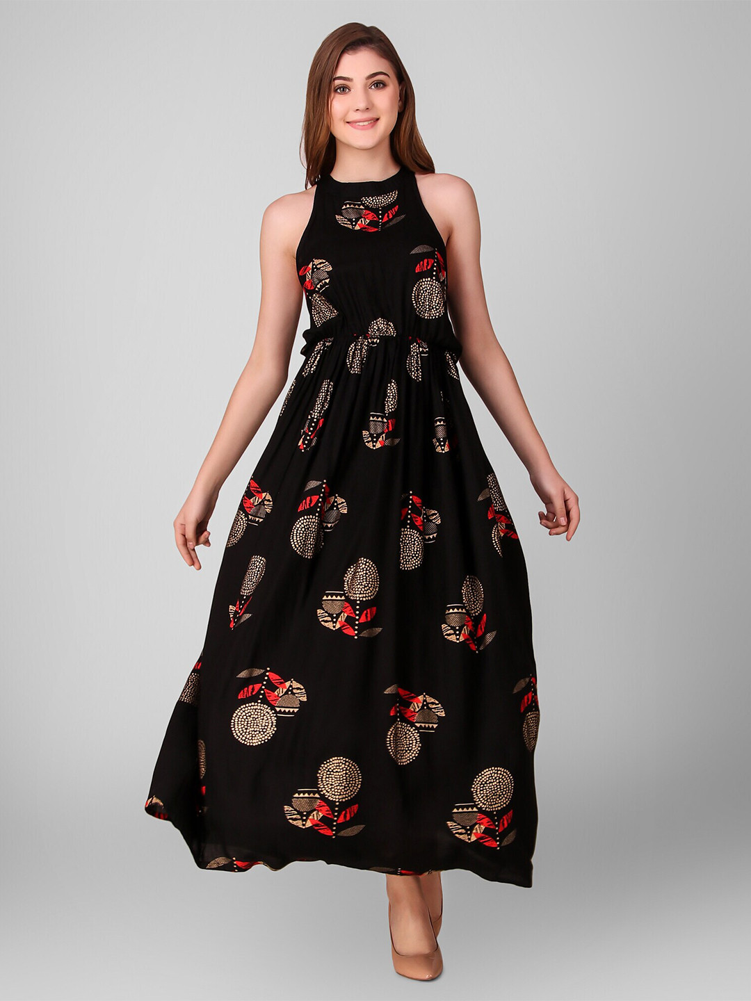 DAEVISH Black Floral Maxi Dress
