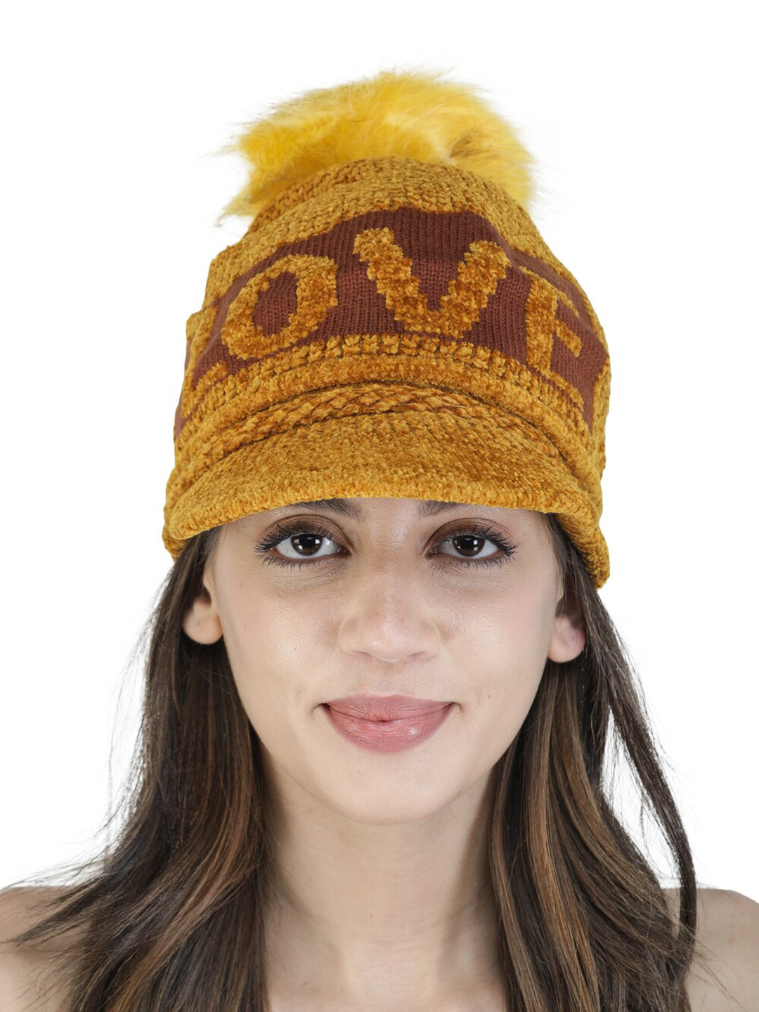 ELLIS Women Yellow & Brown Beanie