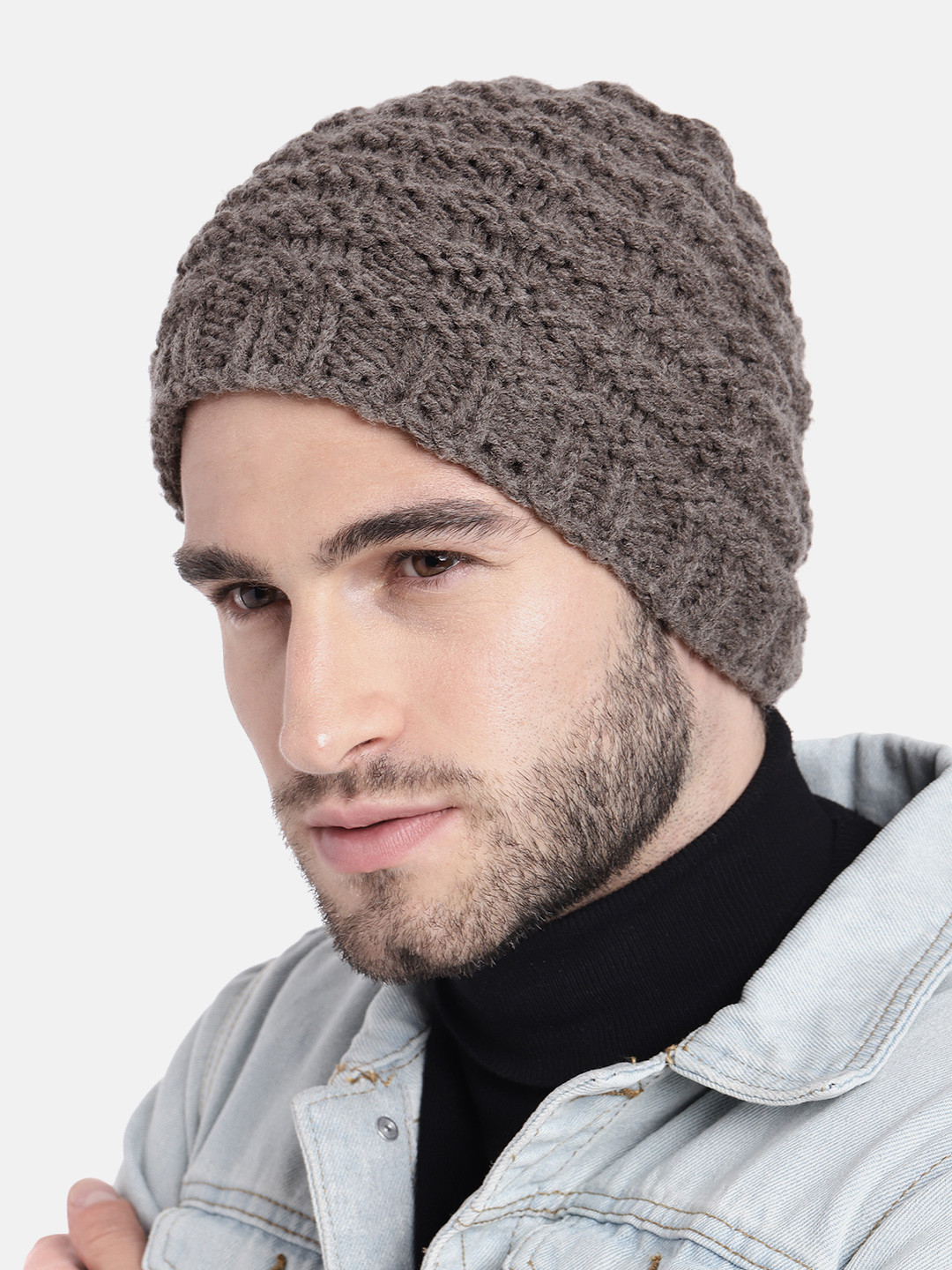 Magic Needles Men Brown Handmade Beanie