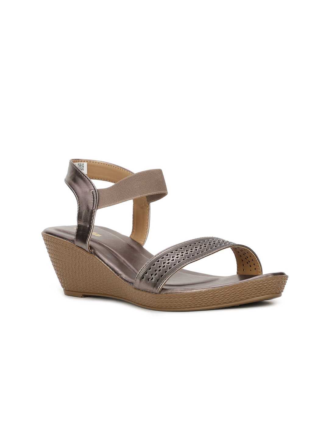 Bata Tan PU Wedge Sandals with Laser Cuts