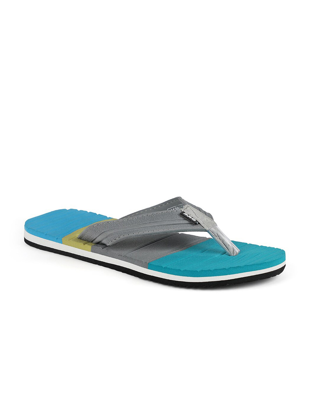 Khadims Men Grey & Blue Flip Flops