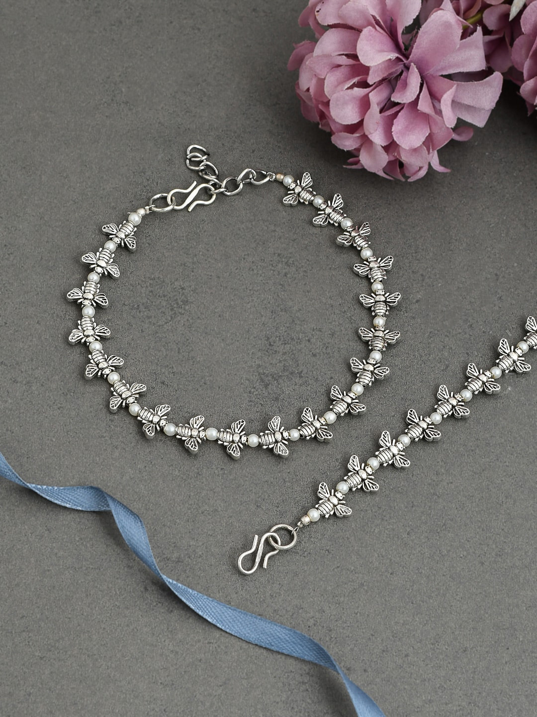 Silvermerc Designs Silver Plated Silver Honeybee Western Anklet