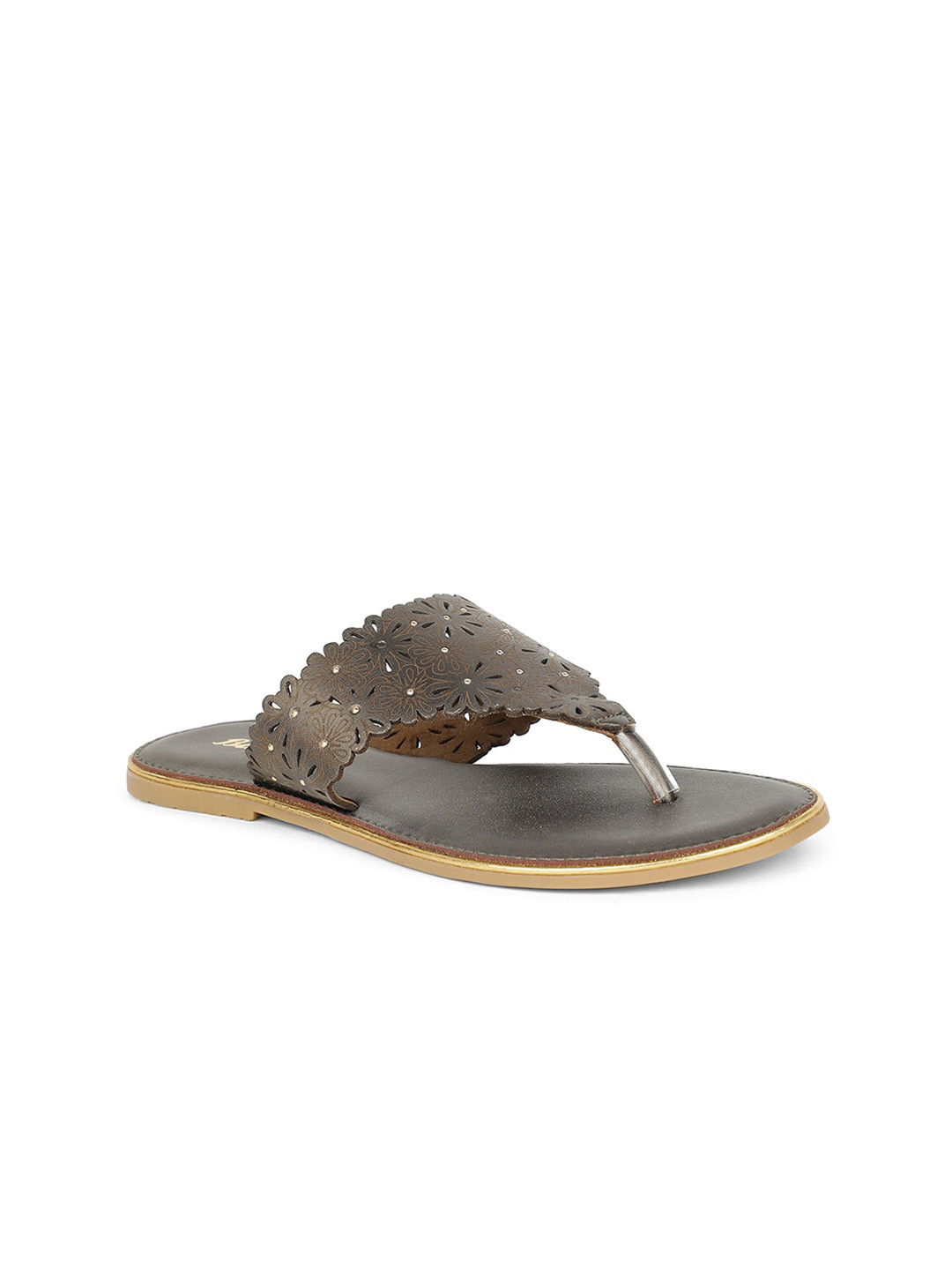 Bata Women Blue Textured Open Toe Flats with Laser Cuts