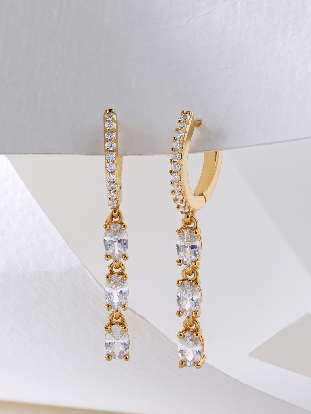 MINUTIAE Gold-Toned Oval Drop Earrings
