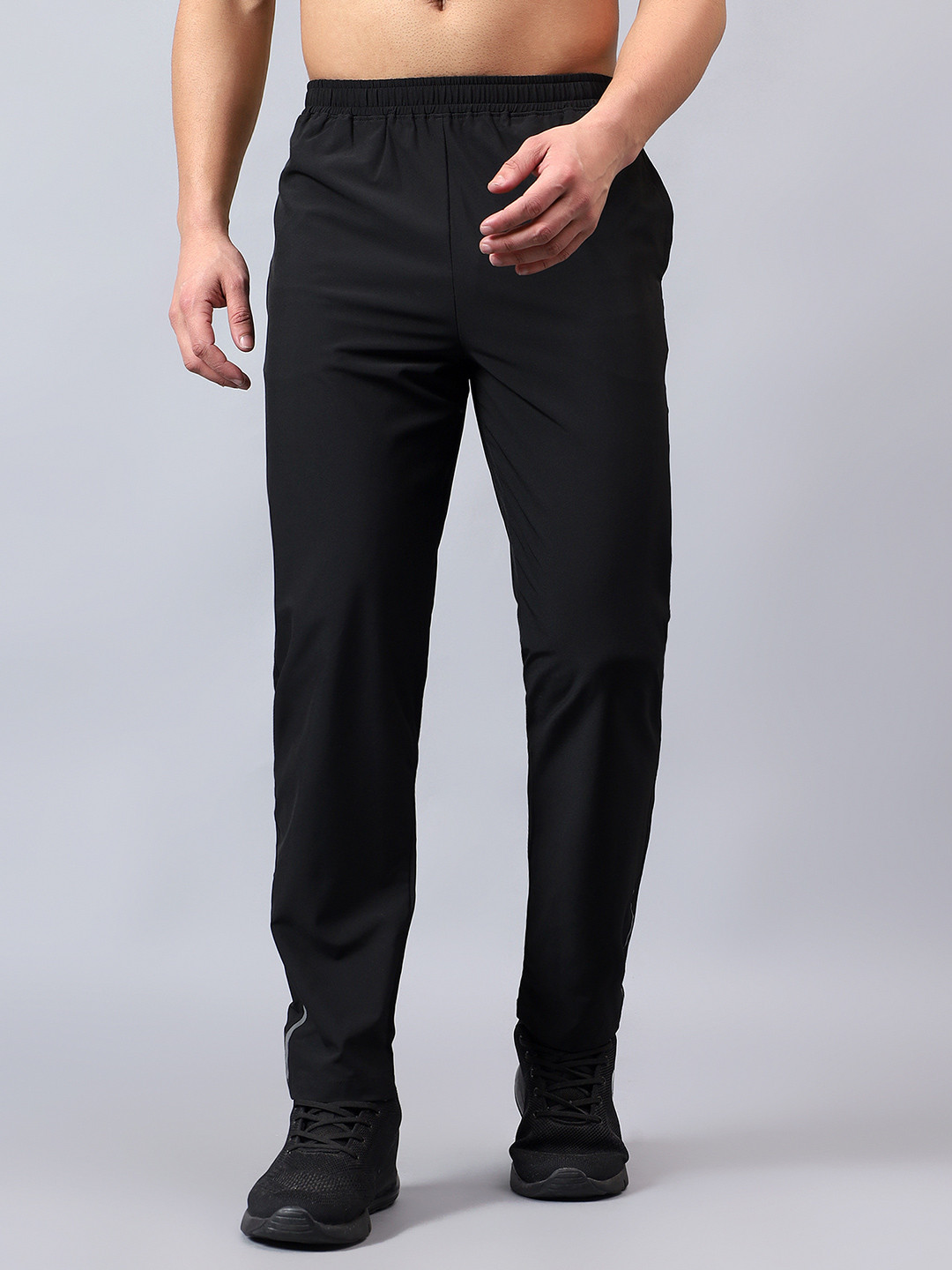 Buy Fitkin Men Black Solid Relaxed Fit Gym Track Pants Track