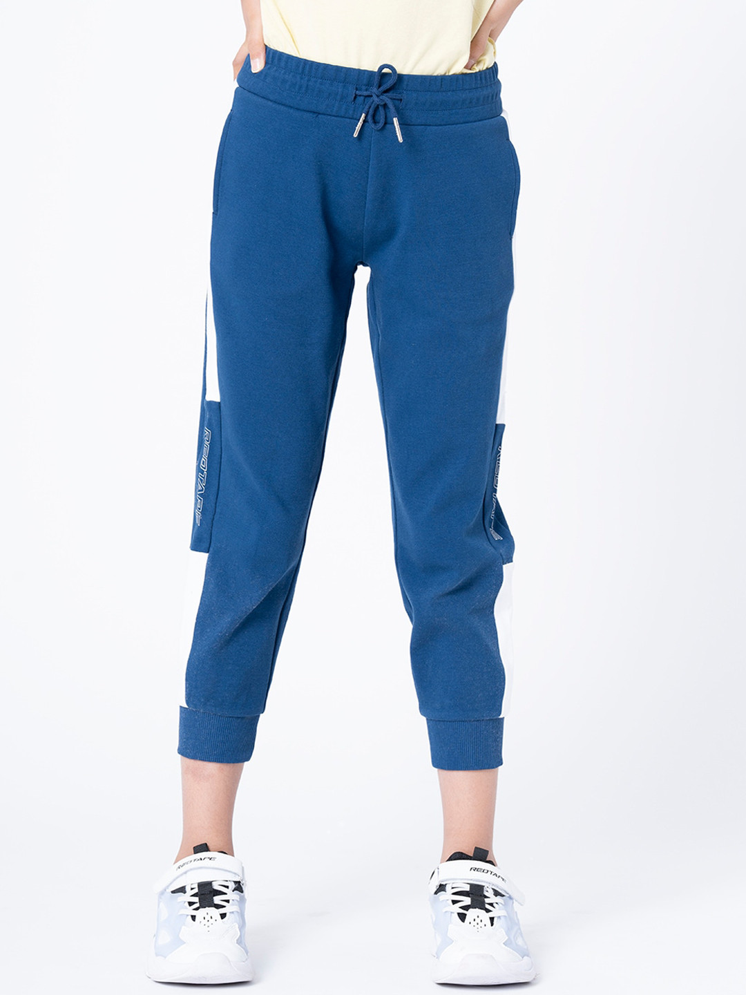 Red Tape Girls Blue & White Color-Blocked Joggers