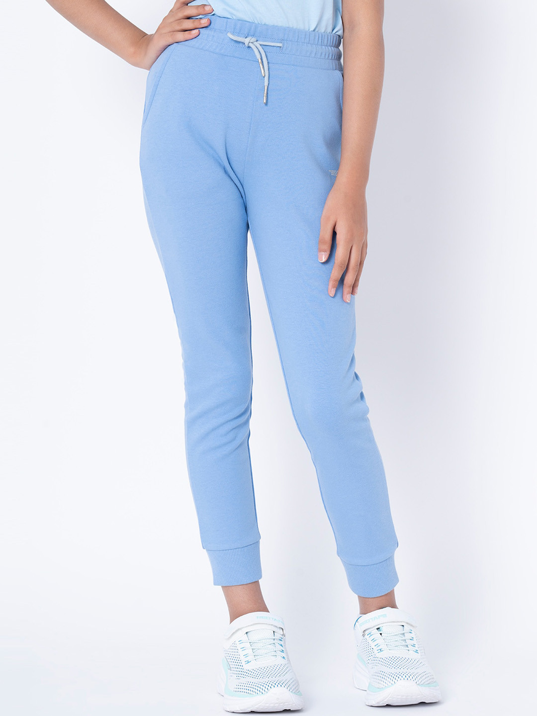 Red Tape Girls Blue Solid Cropped Jogger Track Pant